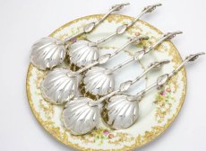 画像7: 純銀製（925）Francis Higgins 1875年　ギルドシェルボウル　サービングスプーン　6本セット (7)