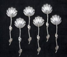 画像5: 純銀製（925）Francis Higgins 1875年　ギルドシェルボウル　サービングスプーン　6本セット (5)