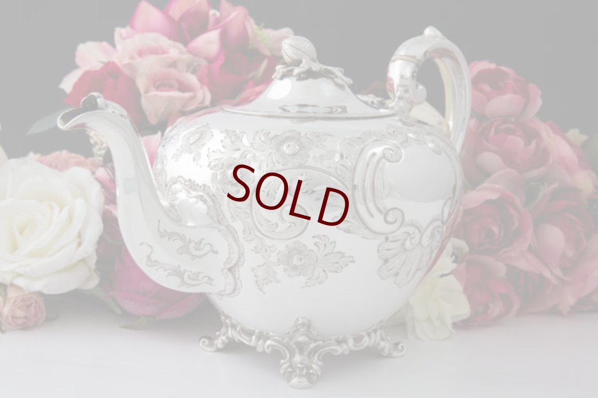 画像3: シルバープレート　ヴィクトリアンロココスタイル　お花とスクロール、お花のつぼみの摘み　ティーセット (3)