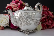 画像3: シルバープレート　ヴィクトリアンロココスタイル　お花とスクロール、お花のつぼみの摘み　ティーセット (3)