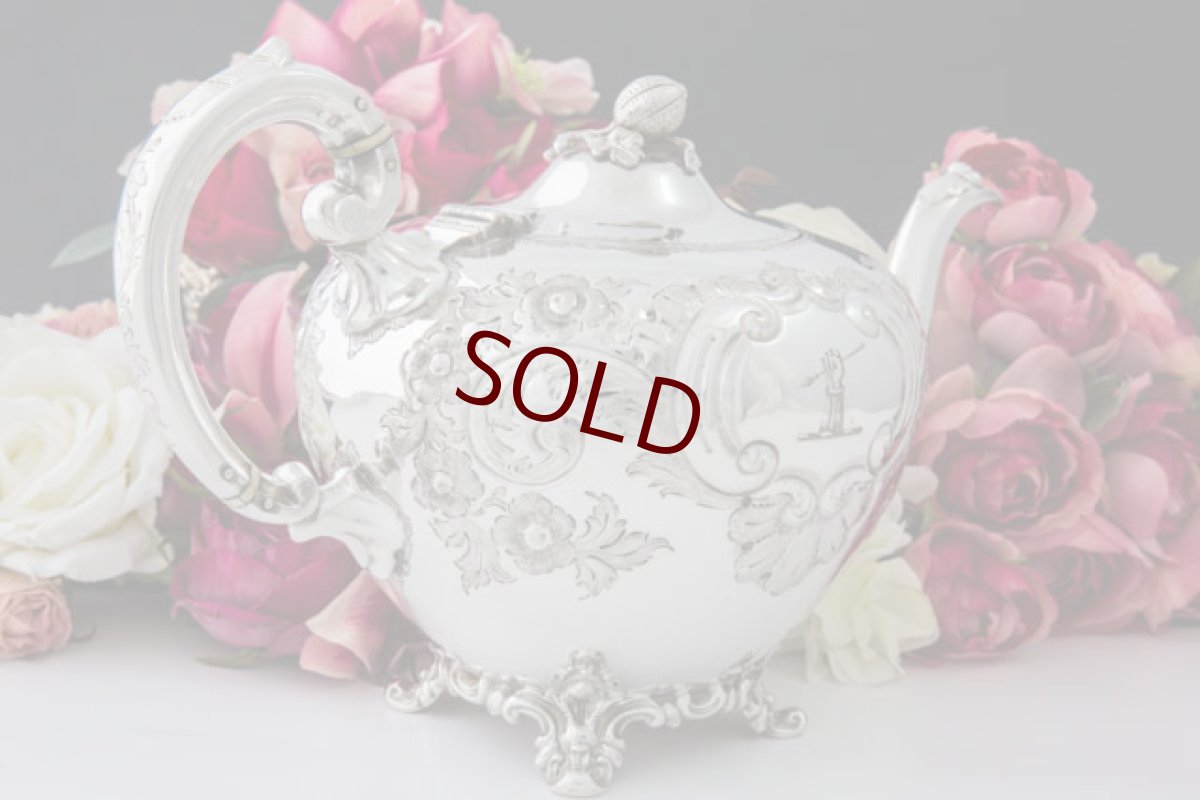 画像4: シルバープレート　ヴィクトリアンロココスタイル　お花とスクロール、お花のつぼみの摘み　ティーセット (4)