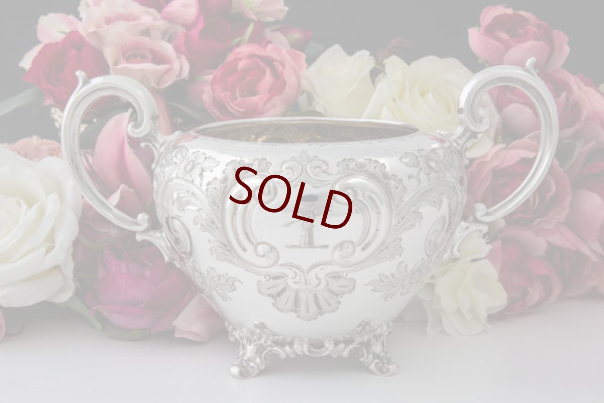 画像5: シルバープレート　ヴィクトリアンロココスタイル　お花とスクロール、お花のつぼみの摘み　ティーセット (5)