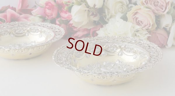 画像6: 純銀製（９２５）金鍍金（ギルディング）　特級　ペア　ハンドエンボシング　透かし細工　　ディッシュ