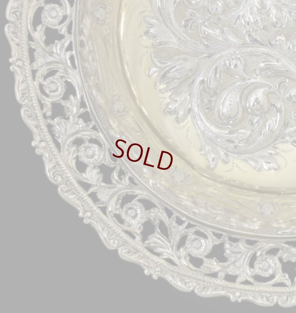 画像5: 純銀製（９２５）金鍍金（ギルディング）　特級　ペア　ハンドエンボシング　透かし細工　　ディッシュ