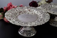 画像1: 純銀製（925）特級　超美透かし細工　エンジェル　ペア　タッツァ　（コンポート） (1)