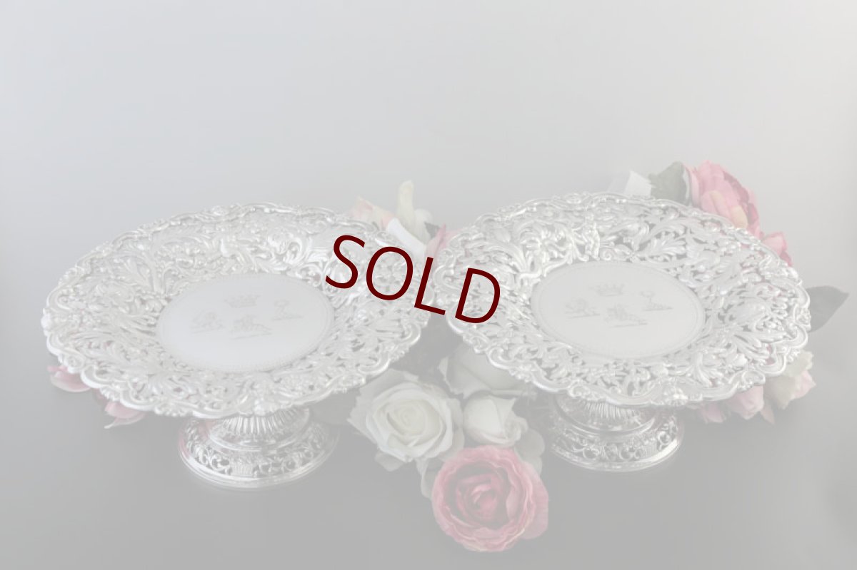 画像17: 純銀製（925）特級　超美透かし細工　エンジェル　ペア　タッツァ　（コンポート） (17)