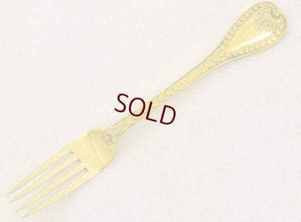 画像4: 純銀製（925）　1858年 Chawner & co. 総金鍍金　パームパターンハンドル　クリスニング　カトラリーセット　