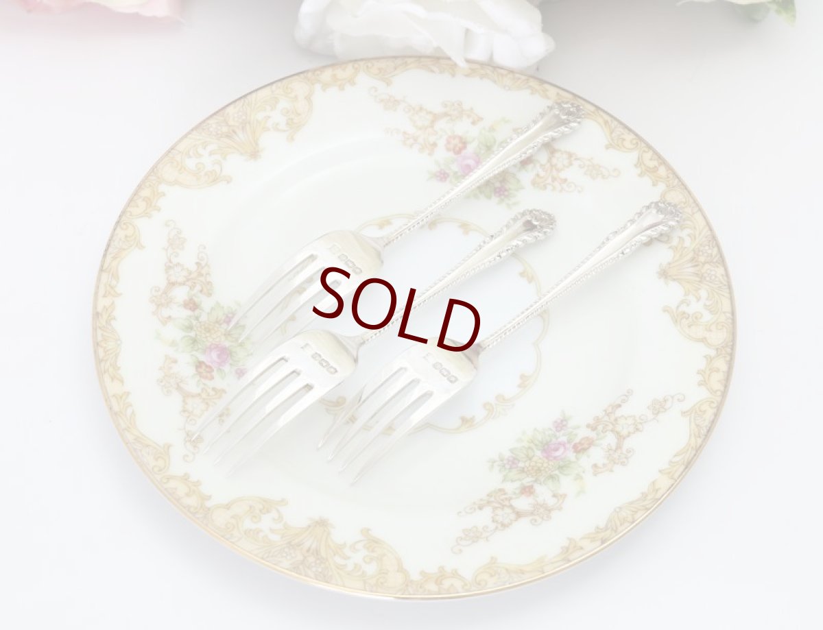 画像6: 純銀製（９２５）1924年　ハンドルのデザインがエレガントな　ケーキフォークセット (6)