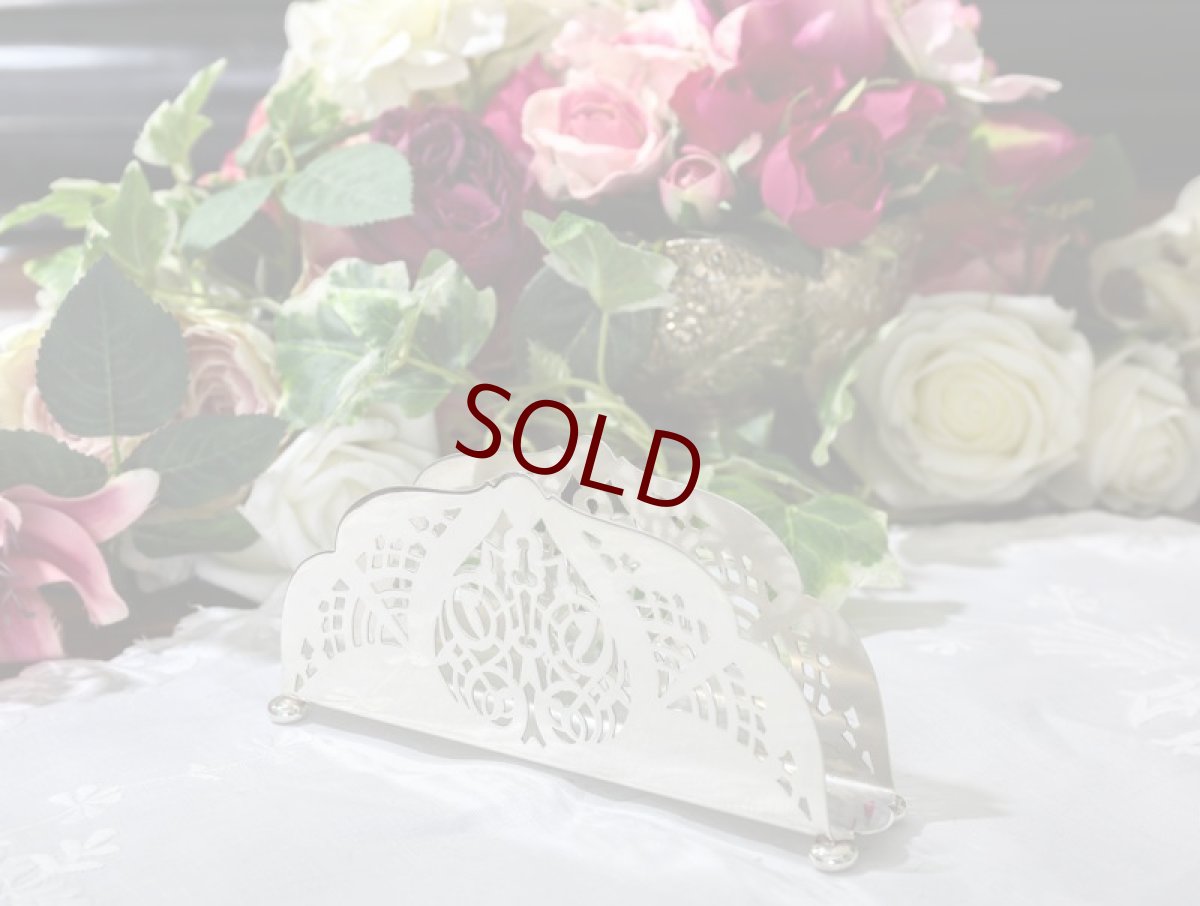 画像2: シルバープレート ヴィンテージ 透かし細工　ナプキンホルダー (2)