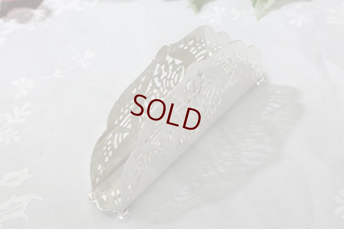 画像3: シルバープレート ヴィンテージ 透かし細工　ナプキンホルダー (3)