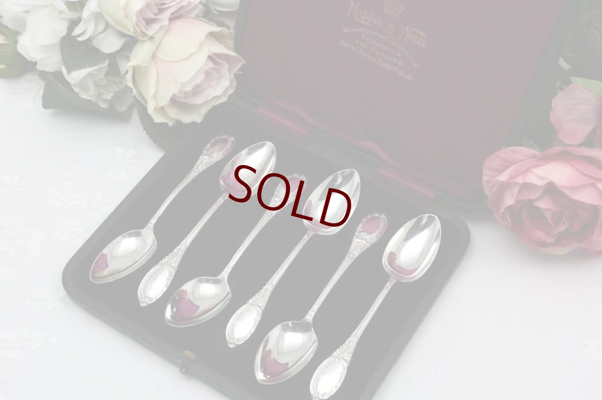 画像1: 純銀製（925）1909年　マッピン＆ウェッブ　ロココ風ハンドル　ティースプーンセット (1)