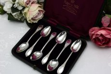 画像1: 純銀製（925）1909年　マッピン＆ウェッブ　ロココ風ハンドル　ティースプーンセット (1)