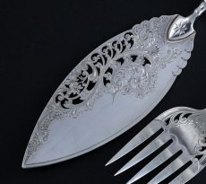 画像3: シルバープレート製　象牙ハンドル　透かし細工が美しい　サービングカトラリーセット (3)