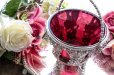 画像6: シルバープレート製　特級　美装飾　葡萄と葉のクランベリーグラス　シュガーバスケット