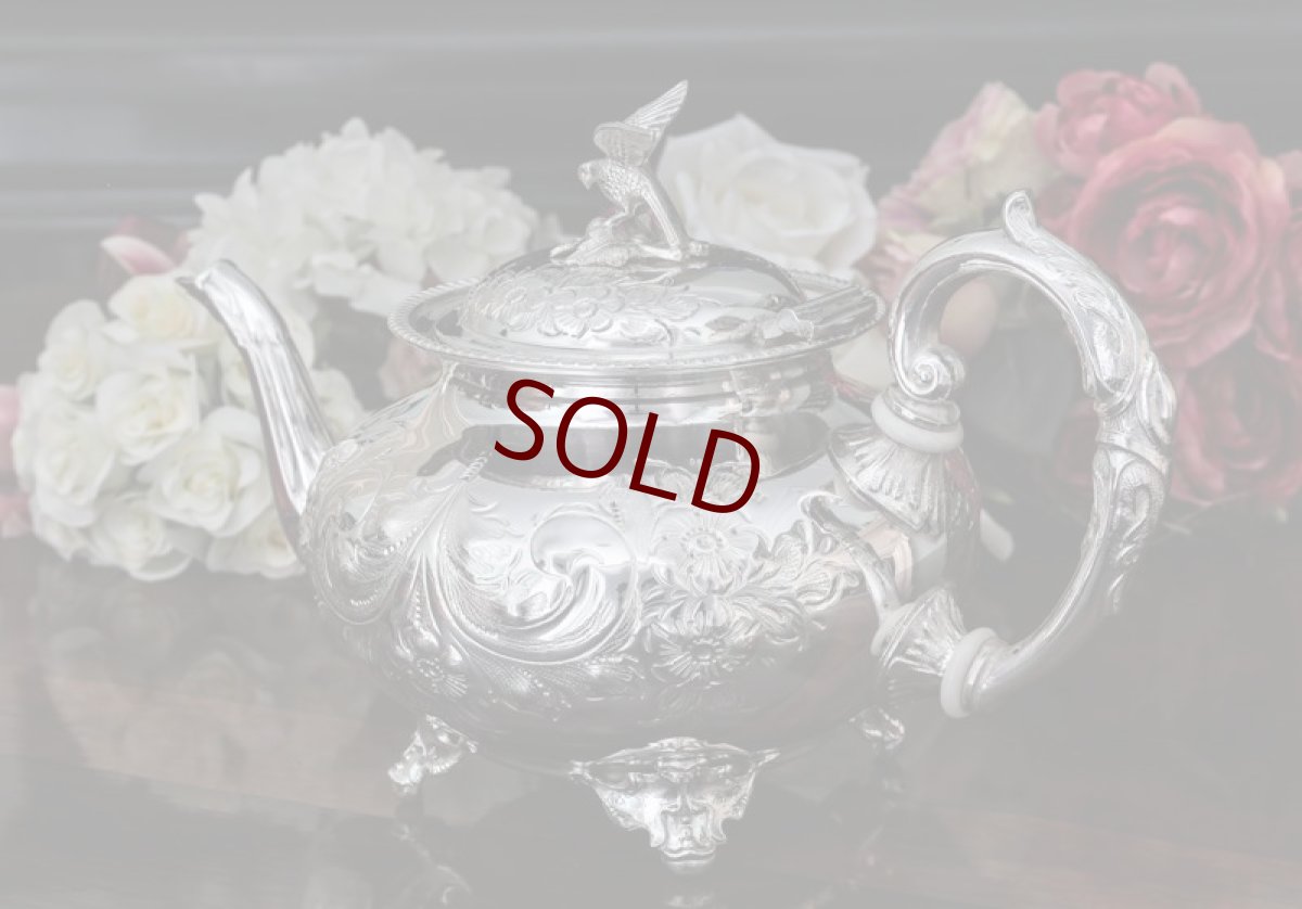 画像4: シルバープレート製　　ヴィクトリアンロココ風　小鳥の摘み　ティーセット (4)