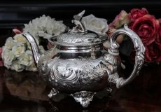 画像4: シルバープレート製　　ヴィクトリアンロココ風　小鳥の摘み　ティーセット (4)