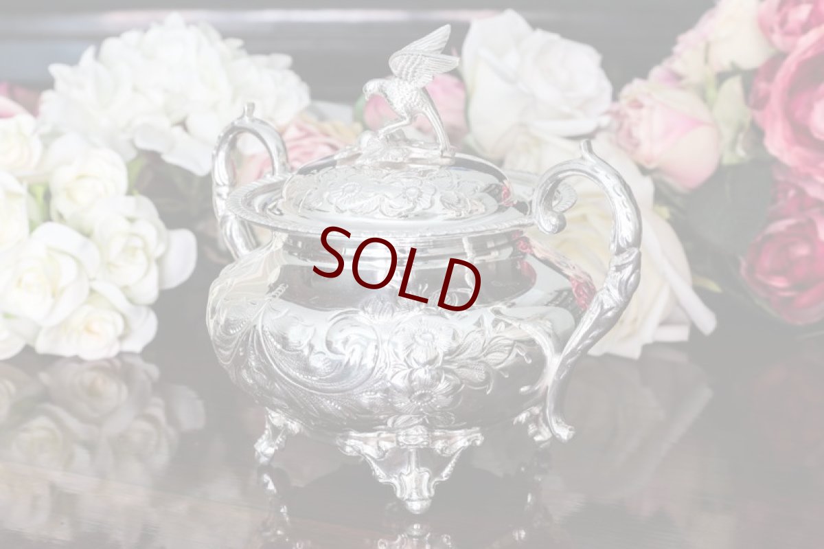 画像15: シルバープレート製　　ヴィクトリアンロココ風　小鳥の摘み　ティーセット (15)