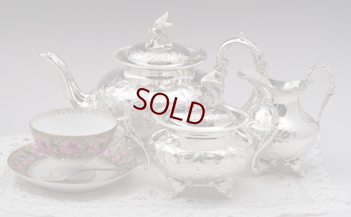 画像16: シルバープレート製　　ヴィクトリアンロココ風　小鳥の摘み　ティーセット (16)