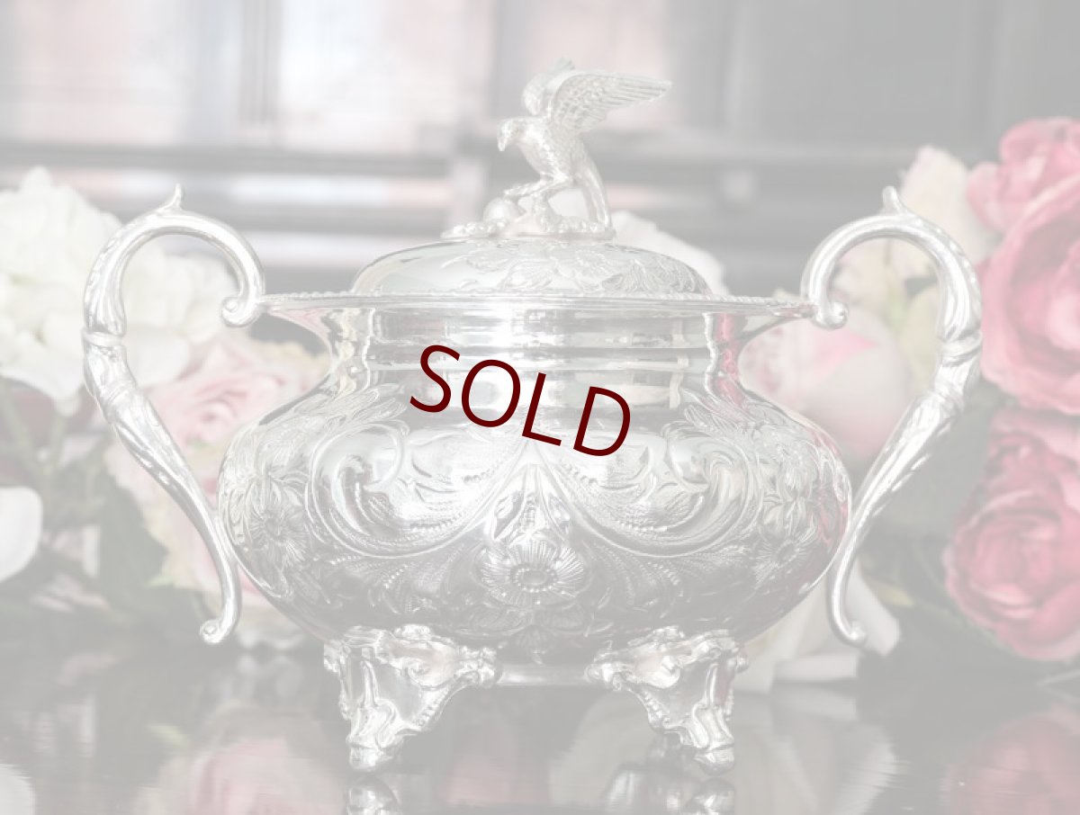 画像14: シルバープレート製　　ヴィクトリアンロココ風　小鳥の摘み　ティーセット (14)