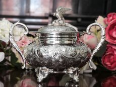 画像14: シルバープレート製　　ヴィクトリアンロココ風　小鳥の摘み　ティーセット (14)