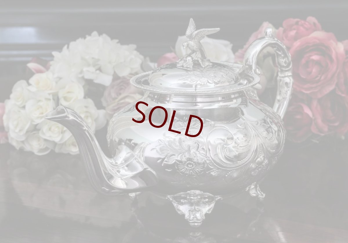 画像5: シルバープレート製　　ヴィクトリアンロココ風　小鳥の摘み　ティーセット (5)