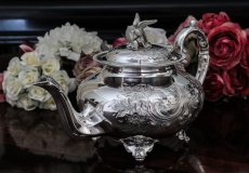 画像5: シルバープレート製　　ヴィクトリアンロココ風　小鳥の摘み　ティーセット (5)