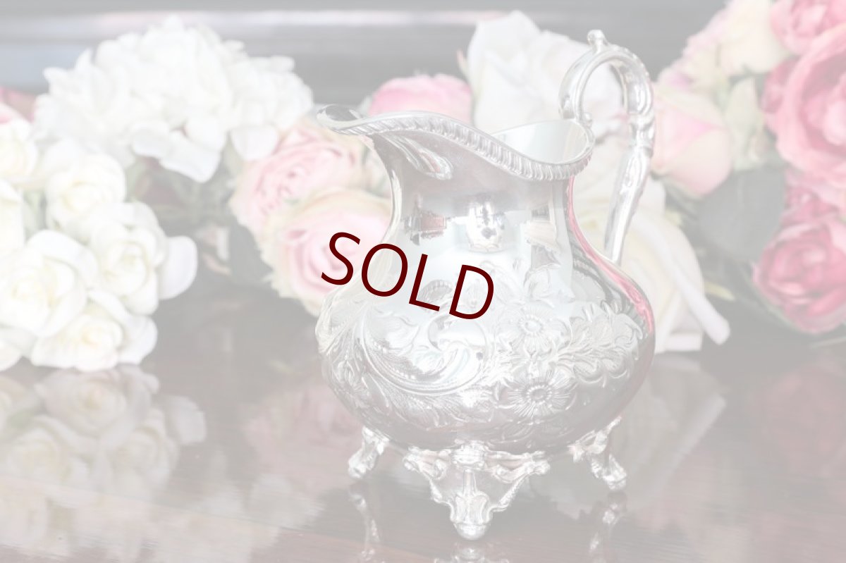 画像10: シルバープレート製　　ヴィクトリアンロココ風　小鳥の摘み　ティーセット (10)