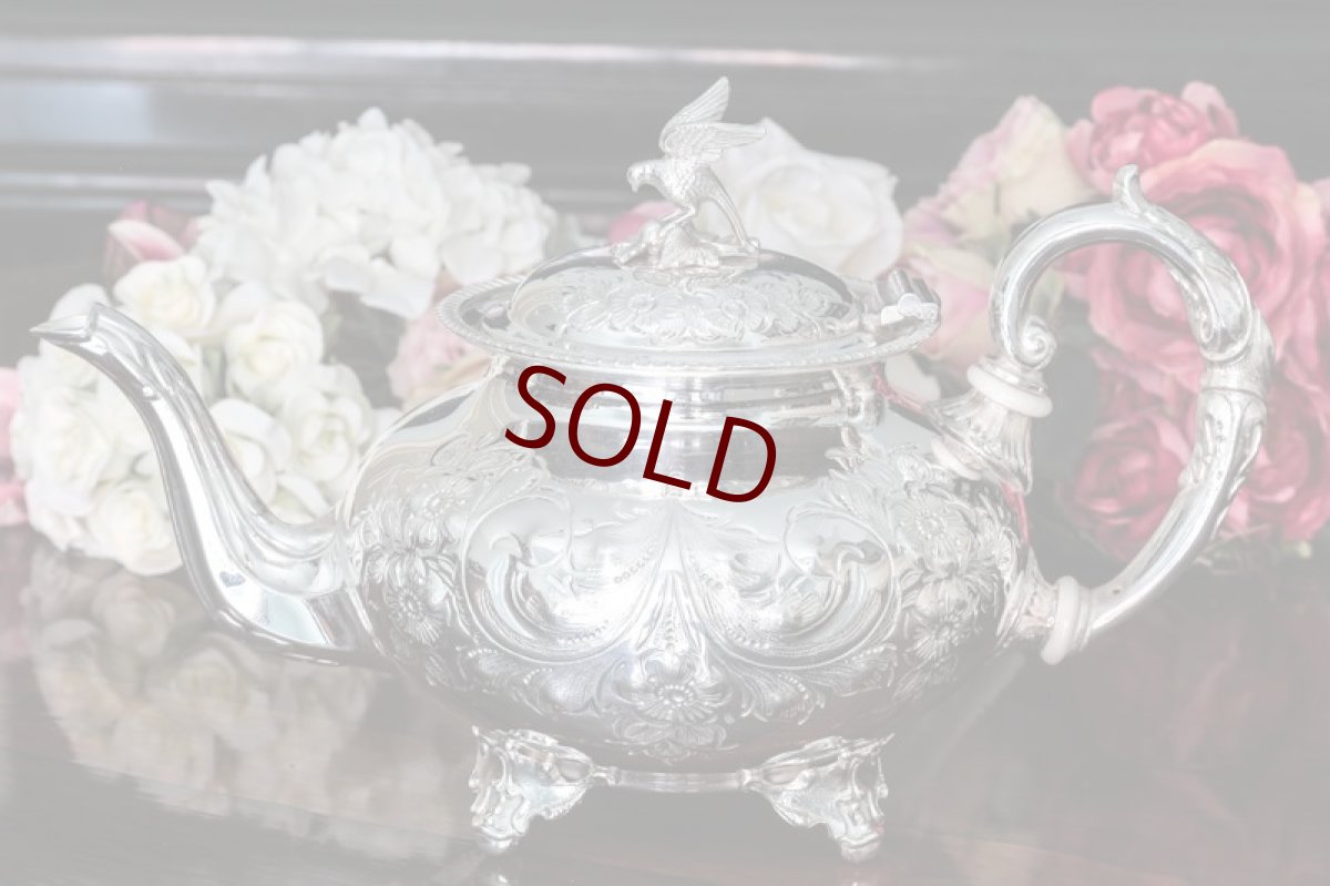 画像3: シルバープレート製　　ヴィクトリアンロココ風　小鳥の摘み　ティーセット (3)