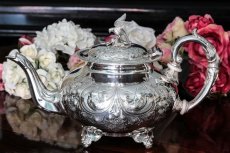 画像3: シルバープレート製　　ヴィクトリアンロココ風　小鳥の摘み　ティーセット (3)