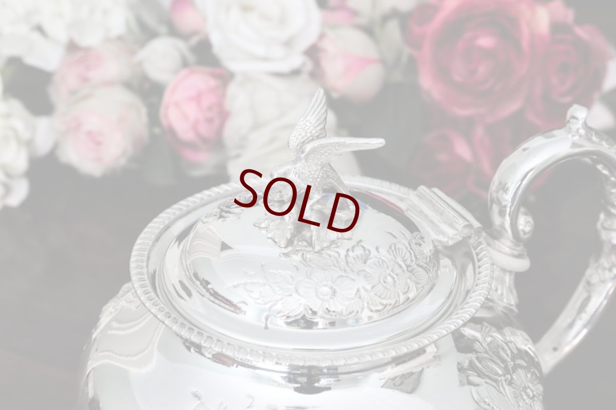 画像7: シルバープレート製　　ヴィクトリアンロココ風　小鳥の摘み　ティーセット (7)