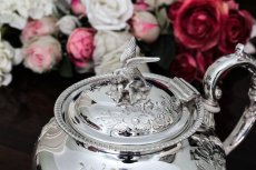 画像7: シルバープレート製　　ヴィクトリアンロココ風　小鳥の摘み　ティーセット (7)