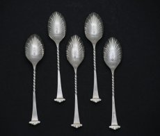 画像2: 純銀製（925）1890年 　貝のシェイプのスプーン5本セット (2)