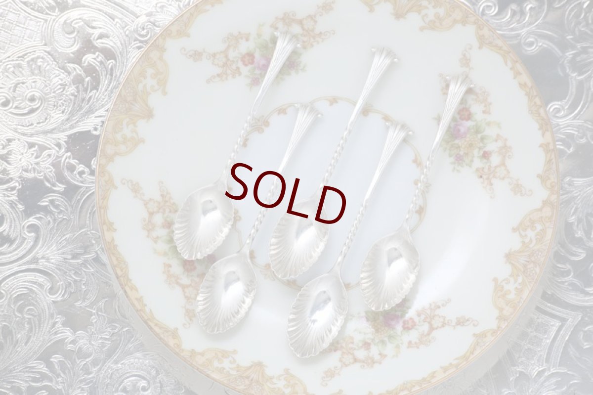 画像5: 純銀製（925）1890年 　貝のシェイプのスプーン5本セット (5)