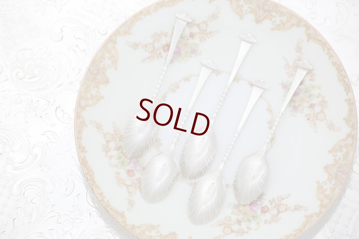 画像6: 純銀製（925）1890年 　貝のシェイプのスプーン5本セット (6)