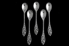 画像1: シルバープレート製　北欧　透かし細工　スプーン　５本セット (1)