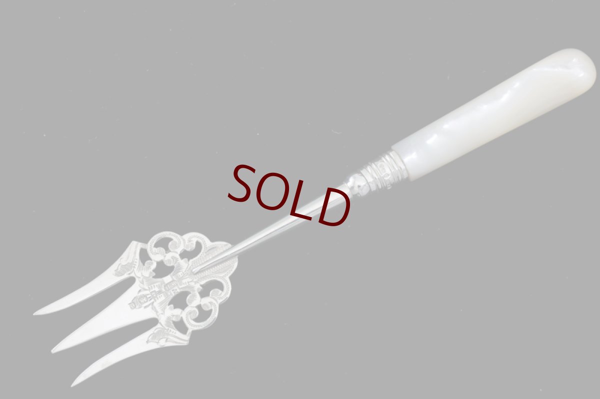 画像6: 純銀製（925）　白蝶貝ハンドル　ジャムスプーン、バターナイフ、トーストフォークセット (6)