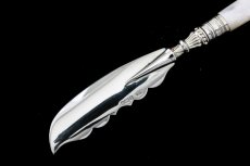 画像14: 純銀製（925）　白蝶貝ハンドル　ジャムスプーン、バターナイフ、トーストフォークセット (14)