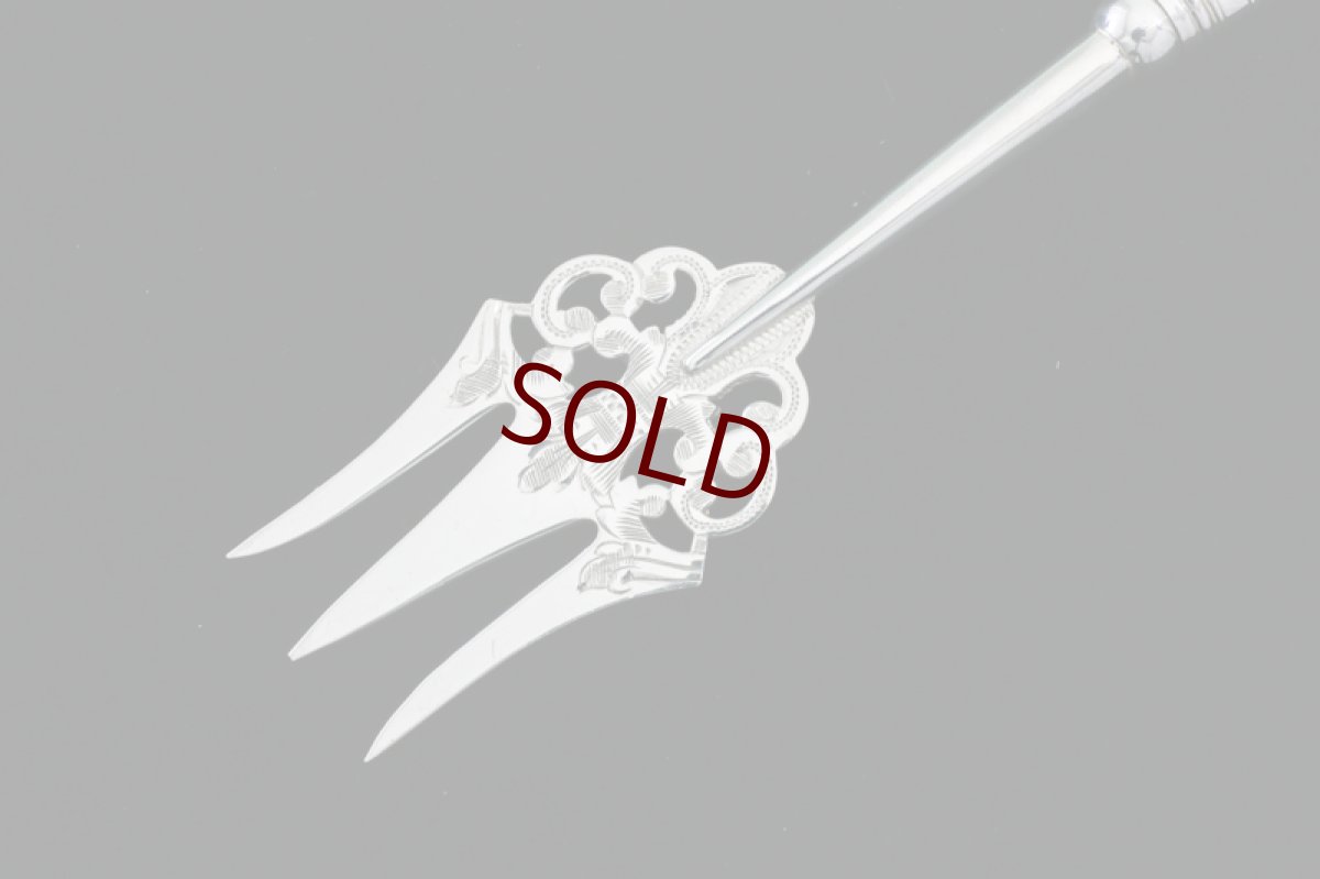 画像12: 純銀製（925）　白蝶貝ハンドル　ジャムスプーン、バターナイフ、トーストフォークセット (12)