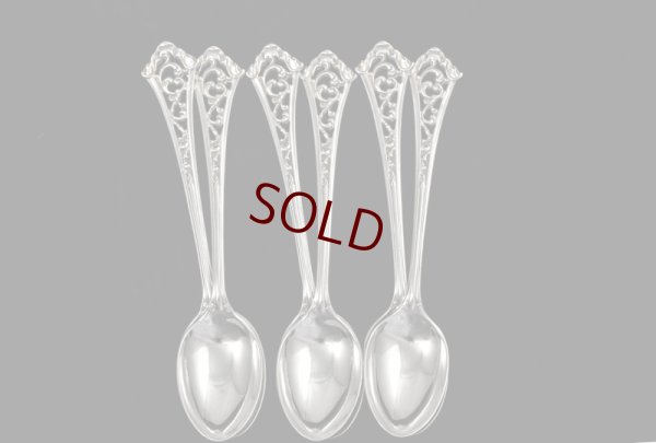 画像4: 純銀製（925）1899年　繊細な透かし細工が美しいティースプーン6本セット