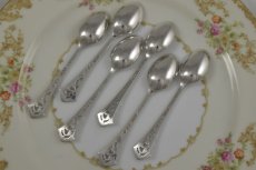 画像7: 純銀製（925）1899年　繊細な透かし細工が美しいティースプーン6本セット (7)