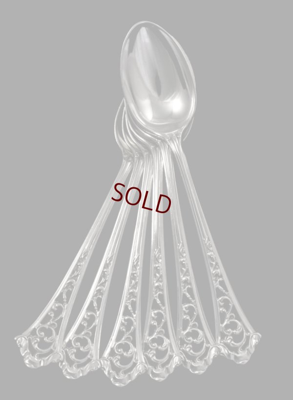 画像2: 純銀製（925）1899年　繊細な透かし細工が美しいティースプーン6本セット