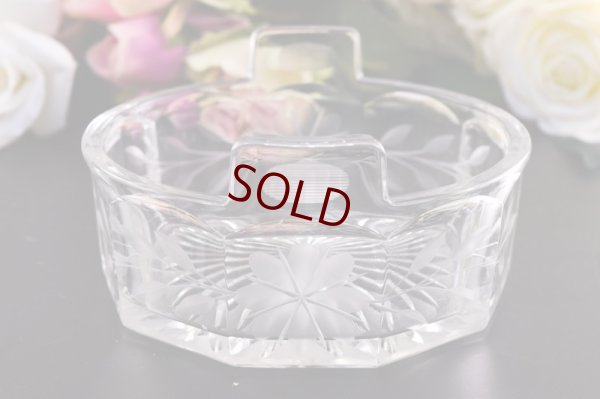 画像5: シルバープレート製　ヴィクトリアン　お花のガーランド彫刻　ハンドカットクリスタルグラス　バターディッシュ