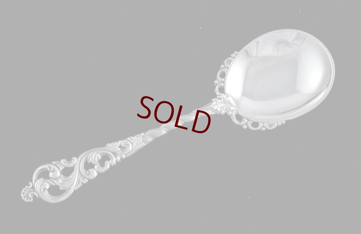 画像1: 純銀製（830）　ロココ調透かし細工ハンドル　透かし縁飾り　ジャムスプーン (1)
