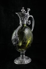 画像3: シルバープレート製　特級　ヴィクトリア時代後期　ハンドエッチング　グリーンクリスタルグラス　クラレットジャグ (3)