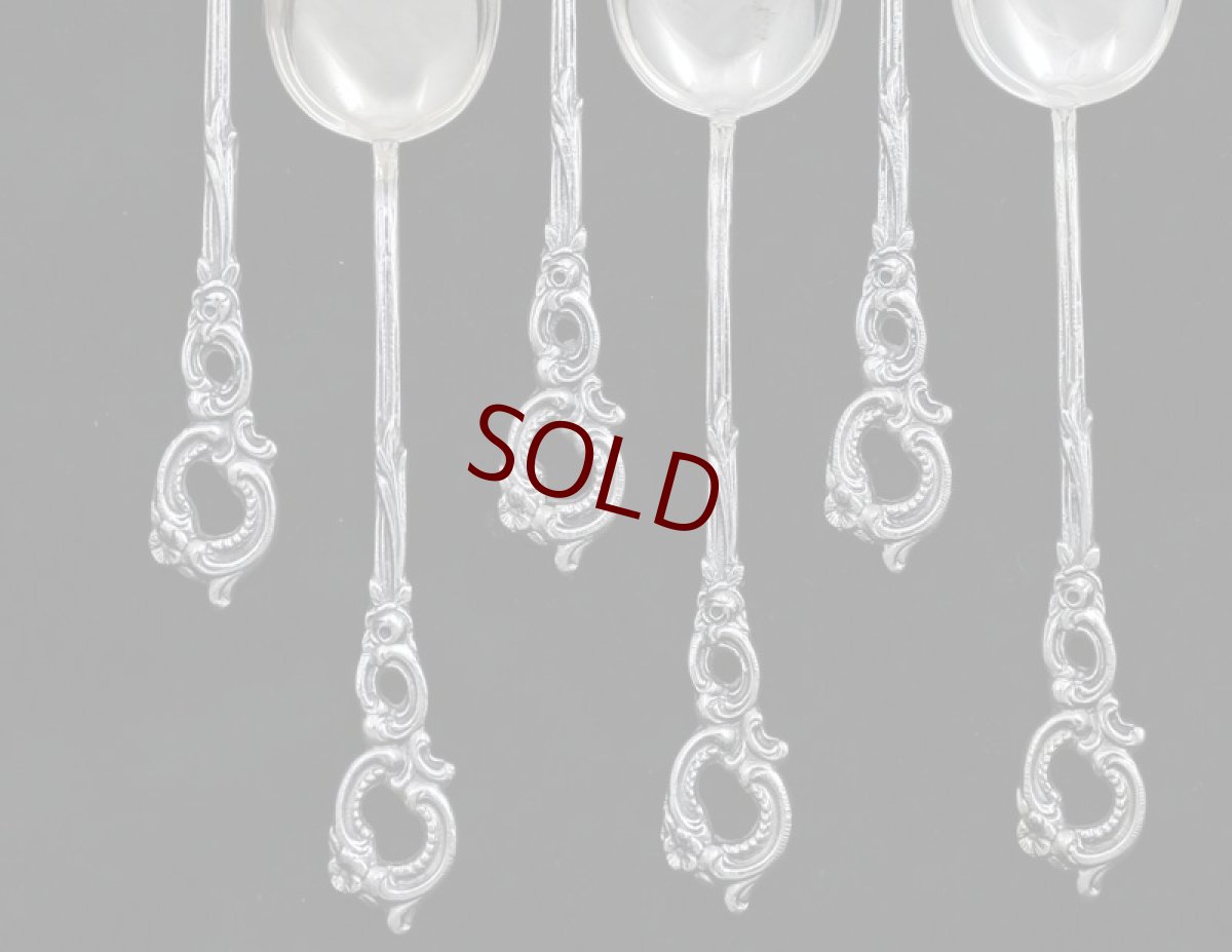 画像2: 純銀製（800）1900年前後　ロココ調透かし細工　ティースプーン6本セット (2)