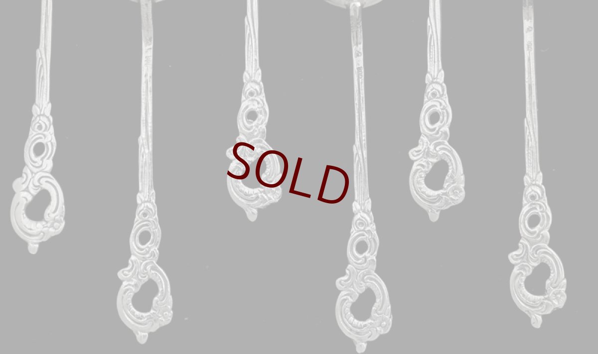 画像4: 純銀製（800）1900年前後　ロココ調透かし細工　ティースプーン6本セット (4)