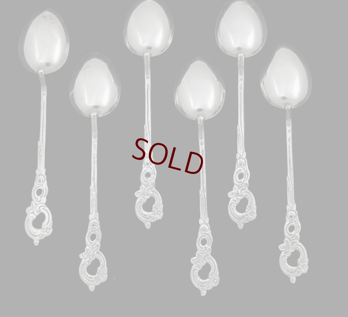 画像3: 純銀製（800）1900年前後　ロココ調透かし細工　ティースプーン6本セット (3)