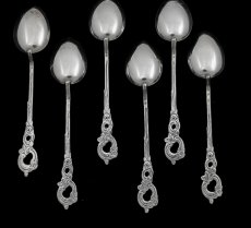 画像3: 純銀製（800）1900年前後　ロココ調透かし細工　ティースプーン6本セット (3)