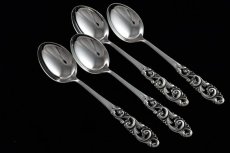 画像1: 純銀製（830）　ヴィンテージ　ロココ調透かし細工ハンドル　ティスプーン　４本セット (1)