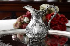 画像10: シルバープレート　ヴィクトリアンロココ 小鳥の摘みと薔薇の彫刻が豪華なティーセット  (10)